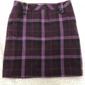 💚Loft Purple Black Plaid Pencil Skirt Sz 0P